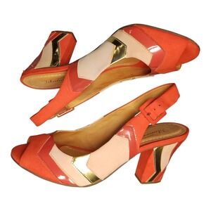 Filumena Slingback Heeled Sandals Womens US 8 Multicolor Peep Toe Buckle Strap